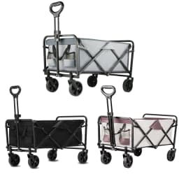 Heavy Duty Large Capacity Folding Wagon Shopping Beach Garden Pull Trolley Collapsible Folding Outdoor Portable Utility Cart