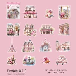 30pcs/pack PET Clear Sticker Bag Travel Around World London Paris Swiss Thai Maldives Landscape Journaling Scrapbook Collages