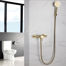 Bathroom Shower Faucet Set Brushed Gold 304 Stainless Steel Wall Mounted Shower Handheld Cold And Hot Water Mixer Taps