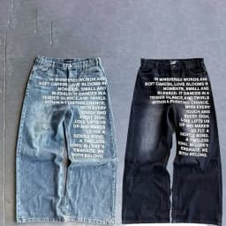 American Retro Patterned Alphabet Men Jeans Personalized Street Clothing Y2K Goth Men and Women Fashion Casual Pants