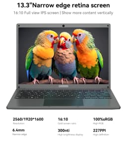 13.3 inch Cheap Laptop Intel N4020 Notebook Windows 10 Portable Student Computer 1920*1200 IPS Display 4/6/8G RAM 256/512/1T SSD