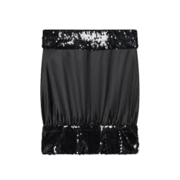 YENKYE Sexy Women Sequin Patchwork Satin Strapless Top New 2026 Party Black Crop Top