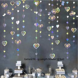 Iridescent Star Moon Circle Garland Ramadan EID Mubarak Birthday Party Decorations Hanging Crescent Twinkle Little Star Streamer