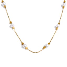Yhpup Waterproof Stainless Steel Simulated Pearls Square Thin Chain Necklace Waterproof Fashion Chic Jewelry 2025 Accessories