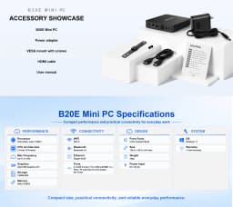 Ervpes B20E Mini Pc 8Gb Ram 128Gb Ssd Intel 6500Y Windows 11 Bt5.0 Apollo Lake Desktop Micro Computer Dual Band Wi-Fi HDMI