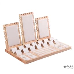 Solid Wood Jewelry Display Stand Necklace Pendant Bracelet Chain Ring Earrings Stud Organizer Jewelry Display Props Entire Set