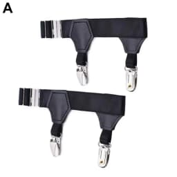 A Pair Men's Black Sock Garters Belt Adjustable Elastic Sock Suspenders Braces Holders Non-slip Duck-Mouth Clips Hold Up