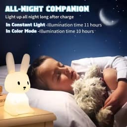 GGbingo Silicone Rabbit LED Night Light with Touch Sensor Cute Animal Table Lamp for Bedroom Decor Gift for Kids Baby Child Home