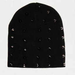 1pc Punk Style Rivet Decorated Knitted Hat,Personalized Punk Rivet Y2K Vintage Solid Black Warm Beanie for Daily All-Winter Wear