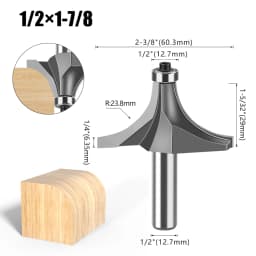 1pc 1/4" 1/2" Shank Woodworking Round Router Bit Woodworking Milling Cutter Slotting Tool Trimming Machine Router Bit