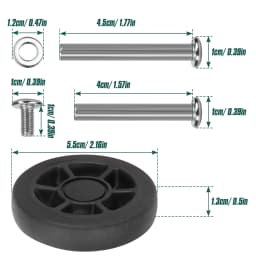 8Pcs Black Replace Wheels with Screw For Travel Luggage Suitcase Wheels 55mm Axles Repair Kit Silent Caster Wheel DIY Repair