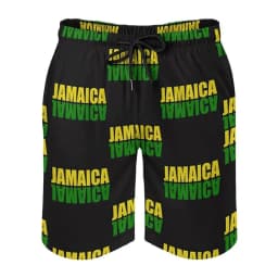 Women's Men's 3d Printed Jamaican Flag Swim Trunks Fashion Summer Beach Surf Board Shorts Quick Dry Sports Gym Short Pants