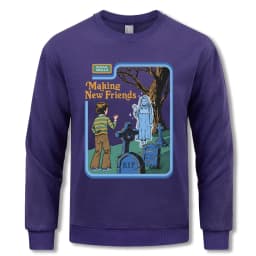 Making New Friends Sweatshirt Men Casual Fleece Pullovers Hip Hop O-Neck Long Sleeve Autumn Warm Unisex Vintage Loose Clothing