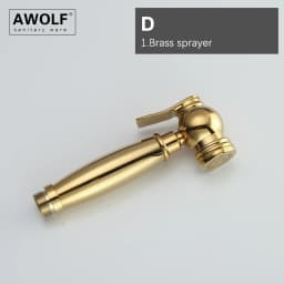 Awolf Titanium Gold Handheld Toilet Bidet Sprayer Solid Brass High Pressure Hygienic Shower Head Shattaf Set Bidet Faucet AP2107