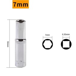 1Pc 1/4'' Hex Socket Adapter 4~14mm Deep Ratchet Wrench Head 50/25mm Length Impact Driver Hand Tools Car Repairing Accessories