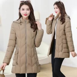 Autumn Winter Warm Thin Jacket Long-sleeved Jacket Parkas Hooded Middle age Women Cotton-padded Tops Mother Female Overcoat