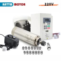 【EU/US】CNC Milling Spindle 2.2kw ER20 Water Cooled Spindle 4 Bearings 24000rpm & 2.2kw VFD Inverter 220V & 80mm Clamp & 80W Pump
