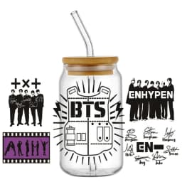 Korean Popular Music Group UV DTF Bottle Stickers Glasses Cup Transfer Stickers DIY Stationery Computer Waterproof Sticker