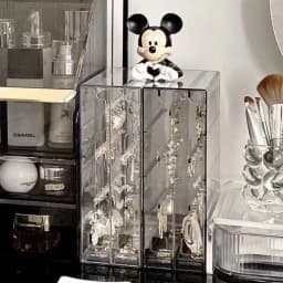 Transparent Jewelry Organizer Box Vertical Pulling Jewelry Box Dustproof Display Stand High-capacity Storage Hanging Accessories