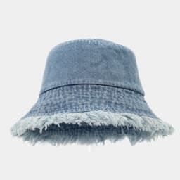 Unisex Trendy Autumn Solid Tassel Edge Washed Denim Summer Bucket Hat For Women Best Matched Sunshade Beach Fisherman Cap Gift