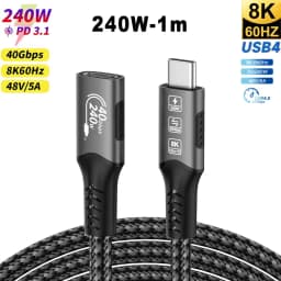 8K USB C Extension Cable Type C Extender Compatible For Thunderbolt 4/3 USB4.0/3.2/3.1 Fast Charging for MacBook Laptop Huawei