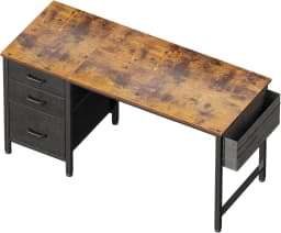 40" Small Home Office Computer Desk Snow White Fabric Drawers File Cabinet Storage Bag Hook Writing Desk for Bedroom Small Space