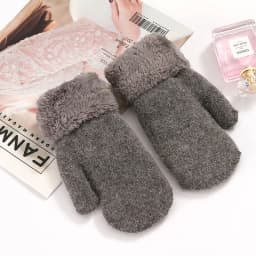 Winter Warm Plus Cashmere Solid Elasticity Soft Full Fingers Mittens Gloves for Women Rabbit Fur Thicken Knitted Cute Gloves