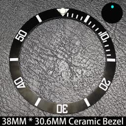 Sloping 38mm * 30.6mm Ceramic/Aluminum Blue Luminous Bezel GMT and Diving Watch Insert Fit for 40mm Watch Case Replacement Watch