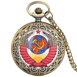 Fashion Silver & Golden Soviet Sickle Hammer Style Quartz Pocket Watch Men Women Pendant Gift Drop Shipping