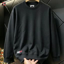 Heavyweight men's autumn and winter solid color terry cotton men's clothing crew neck long sleeve loose casual sweatshirt