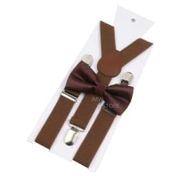 Adjustable Elastic Leather Suspenders Bowtie Set Men Women Baby Blue Braces Straps For Wedding Y-Back Shirt Accessories Gift
