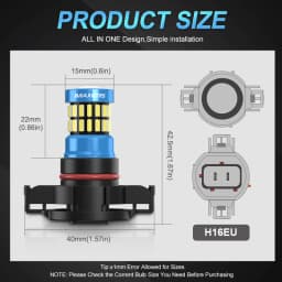 2pcs PS24W 5202 h16(eu) 2504 5201 5301 5202 PS19W LED Fog Light Bulbs Extremely Bright 50W GC 5530 Chipset 6000K