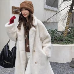 2025 Autumn Winter New Loose Environmentally Friendly Rabbit Fur fur Coat Long Thick Warm Temperament Loose Suit Collar Coat