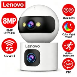 Lenovo 8MP 5G WiFi IP Camera Dual Lens With Adjustable Bracket Auto Tracking Indoor Wireless Surveillance Cameras Baby Monitor