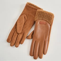 Winter Thickened Fleece Lined PU Leather Suede Gloves Women Outdoor Cycling Drive Windproof Touch Screen Keep Warm Gloves