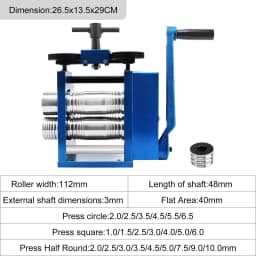 Jewelry Rolling Mill Machine Gear Ratio 1:2.5 Wire Roller Mill 0.1-7mm Press Thickness Manual Combination Rolling Mill