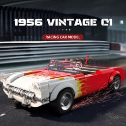 249PCS Retro C1 Convertible Car Building Blocks Flame Classic Car Models Vehicle Bricks Idea Desktop Display DIY Puzzle Toy Gift