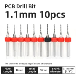 TOOLEYE 10pcs 0.1-1.0mm PCB Drill Bit Micro Carbide Drill Bit Printed Circuit Board Wood Modeling Mini CNC Metal Drill Bit Set