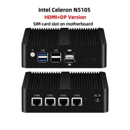 XCY Fanless Mini PC Intel N150 J4125 J6412 J1900 N2830 N5105 4x 2.5G Ethernet Thin Client PC Support Windows Linux Pfsense