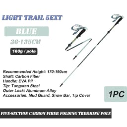 Naturehike Climbing Poles Lightweight 5-Section Carbon Fiber Folding Trekking Pole Hiking Walking Stick Light Trail 5-EXT Cane