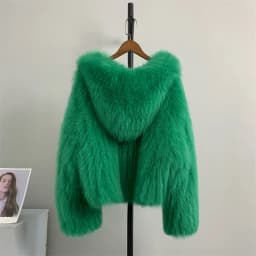 2026 New Winter Ice Cream Color Real Fur Coat Natural Fox Fur Knitting Craft Coat With Hooded Fashion Sweet Beauty Women Coat