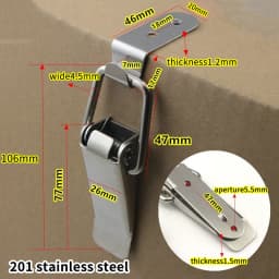 1 Set Cabinet Door Metal Clasps 90 Degree Box Closure Lock Duck-mouth Buckle Hook Spring Loaded Draw Toggle Hasps Clamp