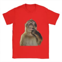 Thinking Monkey Meme Graphic T-Shirt, Unisex Casual Funny Animal Print Short Sleeve Women And Men T-shirts