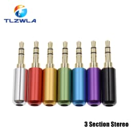 Copper 3/4 Pole 3.5MM Plug Male Headphone Jack with Clip 3.5MM Stereo Audio Connector for 4mm Cable Adapter
