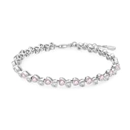 2026 Valentine New 925 Silver Pink Bow Full Diamond Bracelet Original 17-20CM Fit DIY Charm Women Birthday Jewelry Gifts