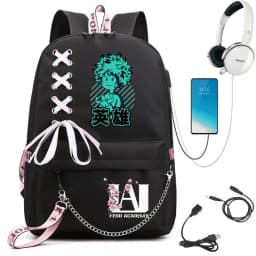 My Hero Academia Anime Print Student Backpack with Webbing Straps Girls School Bag Lightweight Casual Daypack