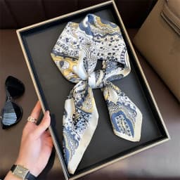 2025 New Yellow Lemon Print Square Silk Scarf for Women 70*70cm Neck Ties Fashion Decorate Neckerchief Female Hijab Bag Ribbions