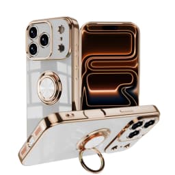 Plating Metal Ring Phone Case For iPhone 17 16 13 12 11 Pro Max Mini Silicone Cases For iPhone Air 15 14 Pro Max 16 Plus Cover