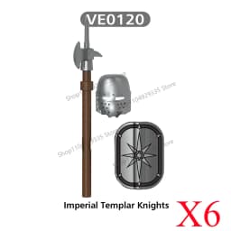 Medieval Military Castle Black Hawk Knight Building Blocks Gothic Cavalry Armor Shield Axe Soldier Figure Accessories Bricks Toy