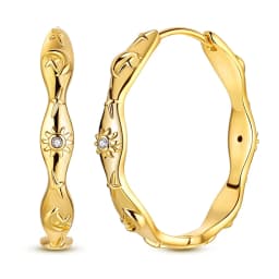 925 Sterling Silver Gold Color Circular Hoop Earrings Golden Earring Fit Original Charms Diy Fine Jewelry For Fashion Women